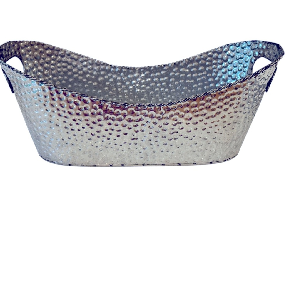 Hammered Stainless Steel Looking Aluminum Serving Bowl Basket Ice Party Supplies